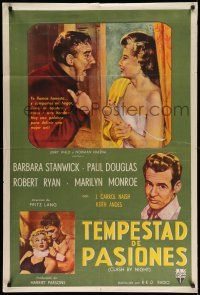 1r261 CLASH BY NIGHT Argentinean '52 Fritz Lang, Barbara Stanwyck, Douglas, Marilyn Monroe shown!