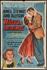 1r300 GLENN MILLER STORY Argentinean '54 art of James Stewart in the title role with June Allyson!