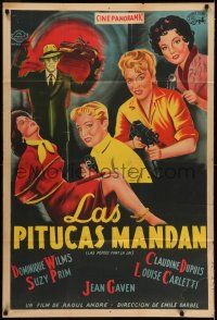 1r336 LES PEPEES FONT LA LOI Argentinean '54 wonderful artwork of bad girls with big guns!