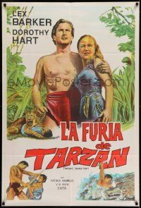 1r400 TARZAN'S SAVAGE FURY Argentinean '52 art of Lex Barker & Dorothy Hart, Edgar Rice Burroughs