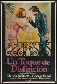 1r407 TOUCH OF CLASS Argentinean '73 different Aler art of George Segal & Glenda Jackson arguing!