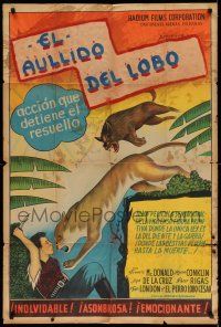 1r408 TRAILING THE KILLER Argentinean '32 great artwork of dog saving man from mountain lion!
