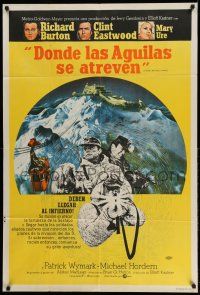 1r415 WHERE EAGLES DARE Argentinean '68 great art of Clint Eastwood, Richard Burton, Mary Ure!