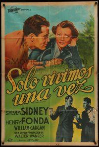 1r423 YOU ONLY LIVE ONCE Argentinean R40s Fritz Lang film noir, art of Henry Fonda & Sylvia Sidney