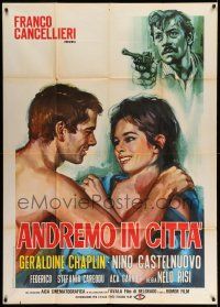 1r441 ANDREMO IN CITTA Italian 1p '66 art of Geraldine Chaplin & her lover by Ezio Tarantelli!