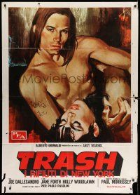 1r442 ANDY WARHOL'S TRASH Italian 1p '72 different art of barechested Joe Dallessandro by Symeoni!