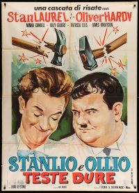 1r458 BLOCK-HEADS Italian 1p R67 wonderful different art of Stan Laurel & Oliver Hardy, Hal Roach!