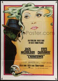 1r476 CHINATOWN Italian 1p R70s art of Jack Nicholson & Faye Dunaway by Jim Pearsall, Polanski