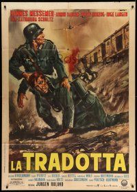 1r494 DESTINATION DEATH Italian 1p '62 Rene art of Nazi soldiers fleeing train under attack!