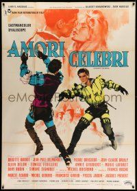 1r510 FAMOUS LOVE AFFAIRS Italian 1p '61 art of sexy Brigitte Bardot + men duelling with swords!