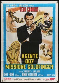 1r527 GOLDFINGER Italian 1p R80s art of Sean Connery as James Bond + sexy golden Shirley Eaton!