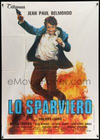 1r547 HUNTER WILL GET YOU Italian 1p '76 great Ciriello art of Jean-Paul Belmondo by explosion!