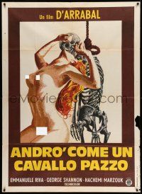 1r552 I WILL WALK LIKE A CRAZY HORSE Italian 1p '75 wild art of naked woman & hanging skeleton!