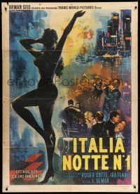 1r559 ITALIA NOTTE NO 1 Italian 1p '64 full-length Stefano art of sexy stripper's silhouette!
