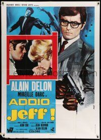 1r561 JEFF Italian 1p '69 different Avelli art of Alain Delon with machine gun & Mireille Darc!