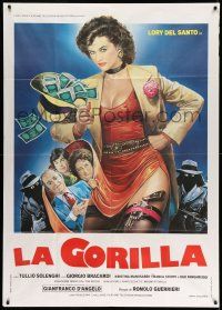 1r570 LA GORILLA Italian 1p '82 art of sexy Lory Del Santo with a gun & hat full of cash!