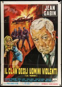 1r571 LA HORSE Italian 1p '70 different Morini crime art of grizzled Jean Gabin & sexy blonde!