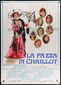 1r592 MADWOMAN OF CHAILLOT Italian 1p '69 different art of Katharine Hepburn & cast portraits!