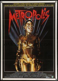 1r601 METROPOLIS Italian 1p R84 Fritz Lang classic, great Nikosey art of robot Brigitte Helm! 