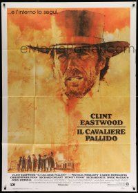 1r610 PALE RIDER Italian 1p '85 great artwork of cowboy Clint Eastwood by C. Michael Dudash!