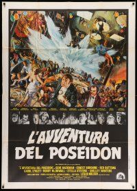 1r621 POSEIDON ADVENTURE Italian 1p '73 art of Gene Hackman & cast escaping by Mort Kunstler!