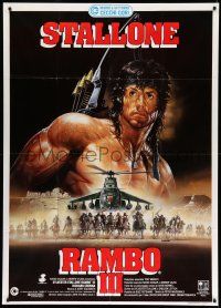 1r631 RAMBO III Italian 1p '88 best different Casaro art of Sylvester Stallone as John Rambo!