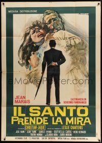 1r650 SAINT LIES IN WAIT Italian 1p '66 cool Gasparri art of Jean Marais in the title role!