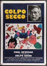 1r669 SLAP SHOT Italian 1p '77 Paul Newman, great different Lynch Guillotin hockey fight art!