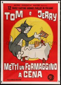 1r686 TOM & JERRY Italian 1p '69 cat & mouse cartoon, more violent Nano art than U.S. posters!