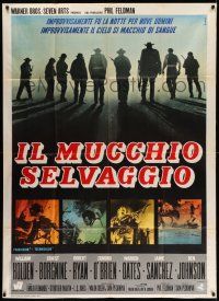 1r704 WILD BUNCH Italian 1p '69 Sam Peckinpah cowboy classic, Ferrini art with cast silhouettes!