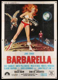 1r037 BARBARELLA Italian 2p '68 sexiest sci-fi art of Jane Fonda by Mos, Roger Vadim
