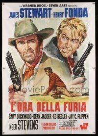 1r057 FIRECREEK Italian 2p '68 different Renato Casaro art of James Stewart & Henry Fonda!