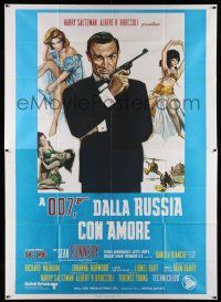 1r059 FROM RUSSIA WITH LOVE Italian 2p R70s Ciriello art of Connery as James Bond w/ sexy girls!