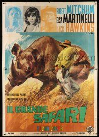 1r084 RAMPAGE Italian 2p '63 Robert Mitchum, Elsa Martinelli, Hawkins, different Ciriello art!