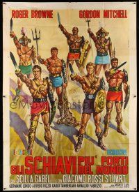 1r091 SEVEN SLAVES AGAINST THE WORLD Italian 2p '65 cool art of gladiators by Renato Casaro!