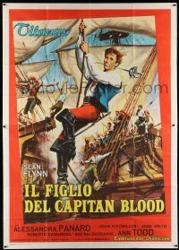 1r095 SON OF CAPTAIN BLOOD Italian 2p '62 different full-length art of pirate Sean Flynn on ship!