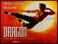 1r025 DRAGON: THE BRUCE LEE STORY subway poster '93 Bruce Lee bio, cool image of Jason Scott Lee!