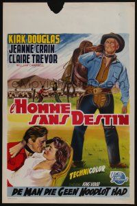 1t773 MAN WITHOUT A STAR Belgian '55 art of cowboy Kirk Douglas carrying saddle, Jeanne Crain!