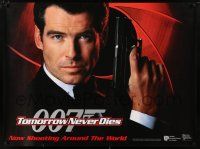 1t008 TOMORROW NEVER DIES teaser British quad '97 best close up Pierce Brosnan as James Bond 007!
