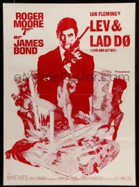 1t493 LIVE & LET DIE Danish R80s art of Roger Moore as James Bond by Robert McGinnis!
