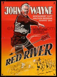 1t512 RED RIVER Danish R71 Montgomery Clift, Howard Hawks, great artwork of John Wayne!