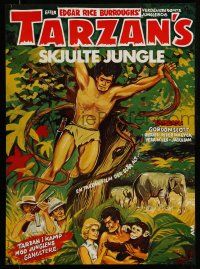 1t534 TARZAN'S HIDDEN JUNGLE Danish R70s cool artwork of Gordon Scott as Tarzan, Zippy!