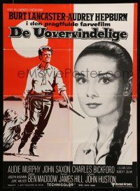 1t546 UNFORGIVEN Danish R70s art of Burt Lancaster, Audrey Hepburn, directed by John Huston!