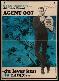 1t560 YOU ONLY LIVE TWICE teaser Danish R70s art of Sean Connery as James Bond by Robert McGinnis!