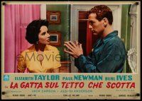 1t022 CAT ON A HOT TIN ROOF Italian photobusta R1960s close-up of Elizabeth Taylor & Paul Newman!