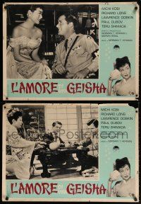1t037 TOKYO AFTER DARK set of 2 Italian photobustas '59 Long kills first and asks questions later!
