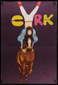 1t361 CYRK Polish 26x39 '70 wonderful artwork of girl on horse by Maciej Urbaniec!
