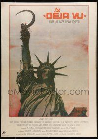 1t363 DEJA VU Polish 26x37 '90 cool Pagowski art of Lady Liberty w/sickle!