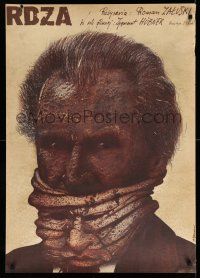 1t411 RDZA Polish 26x37 '81 Zygmunt Hubner, bizarre Pagowski art of man w/face mask!