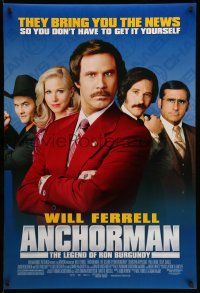 1w054 ANCHORMAN DS 1sh '04 The Legend of Ron Burgundy, image of newscaster Will Ferrell!